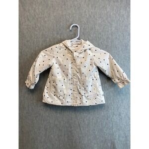 Miles Baby‎ Girl's White Hooded Raincoat Jacket Geometric Print Size 18 Months